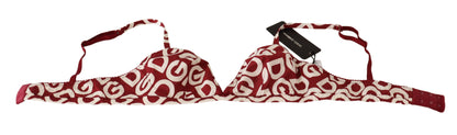 Red Cotton Logo Printed Designer Bra