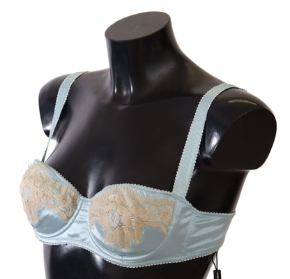 Elegant Silk Blend Balconette Bra in Light Blue