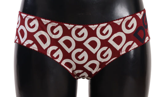 Chic Maroon White Logo Swim Bottoms