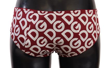 Chic Maroon White Logo Swim Bottoms