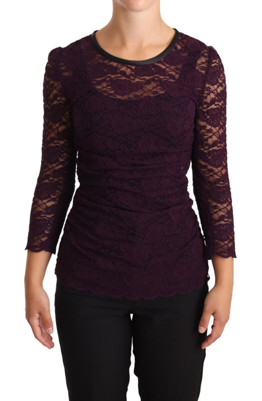 Elegant Sheer Lace Long Sleeve Blouse