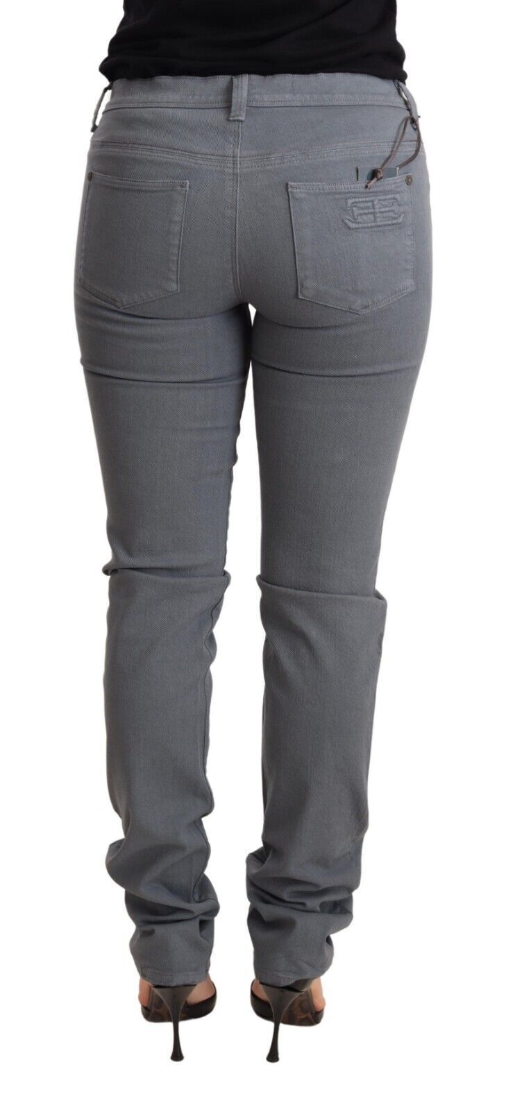 Sleek Gray Low Waist Skinny Jeans