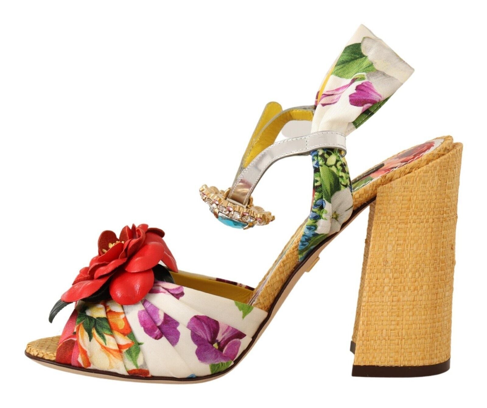 Multicolor Crystal Embellished Heel Sandals