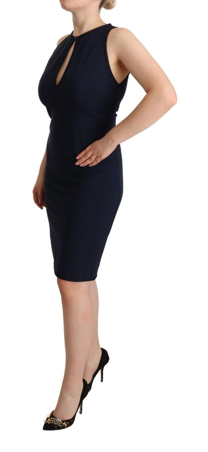 Sleeveless Navy Knee-Length Sheath Dress