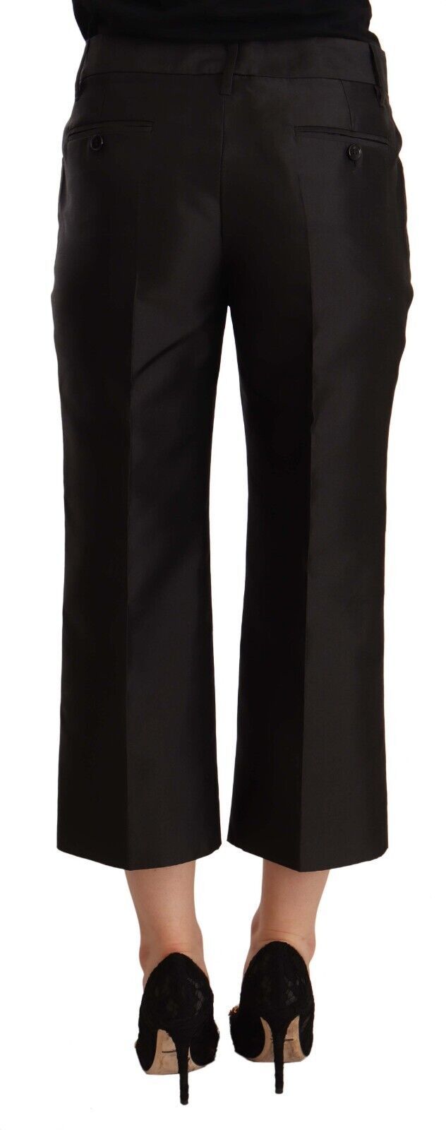 Chic Silk Cropped Trousers in Timeless Black