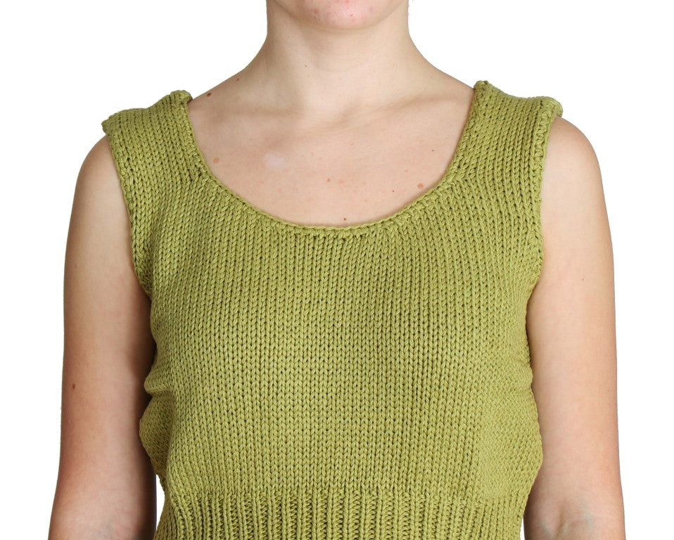 Elegant Green Knit Sleeveless Vest Sweater