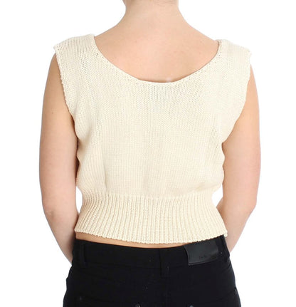 Beige Sleeveless Knit Vest Sweater