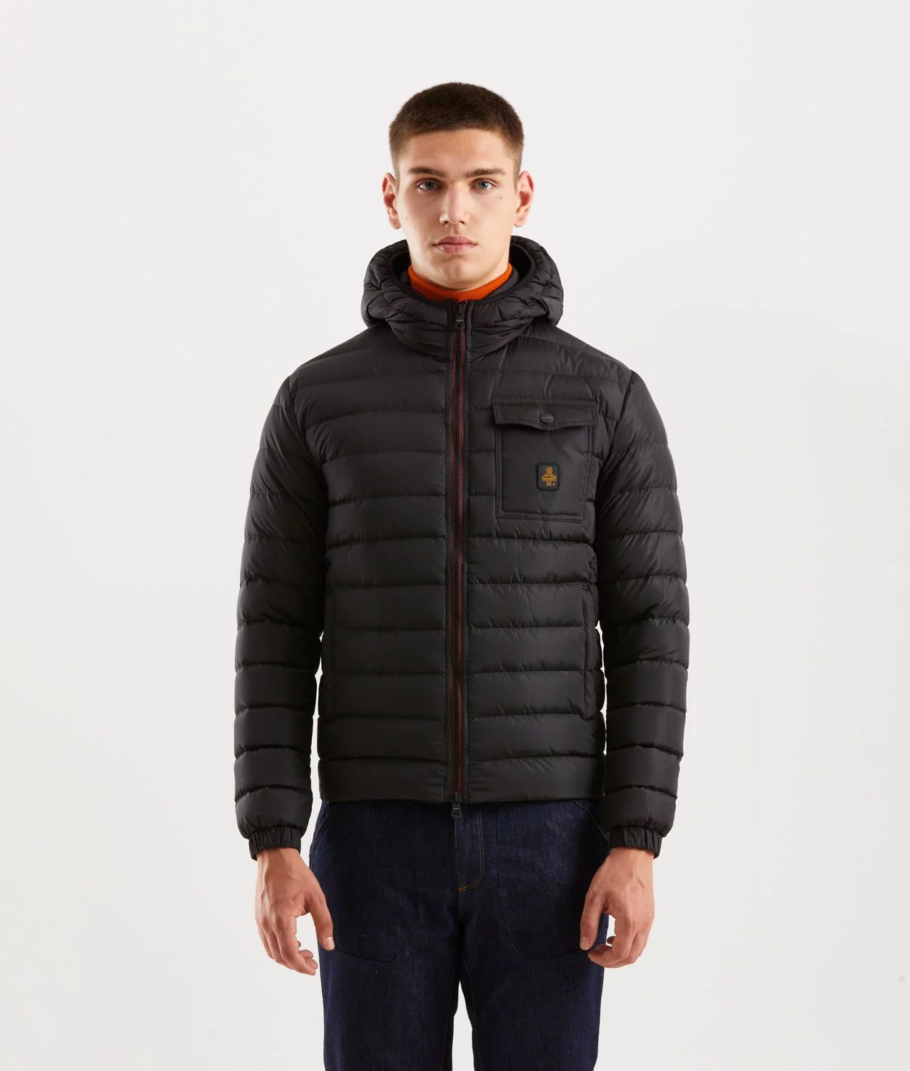 Sleek Hooded Down Jacket with Pockets