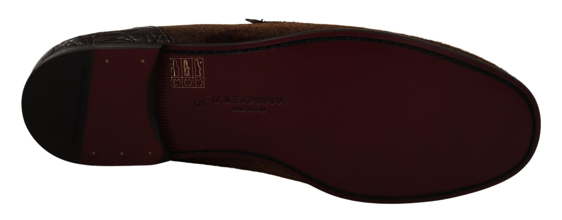 Elegant Brown Caiman Leather Loafers