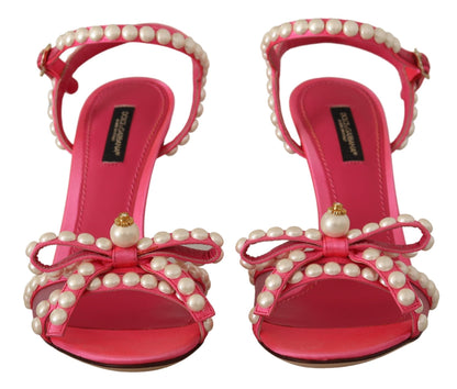 Elegant Pink Pearl Embellished Heels Sandals