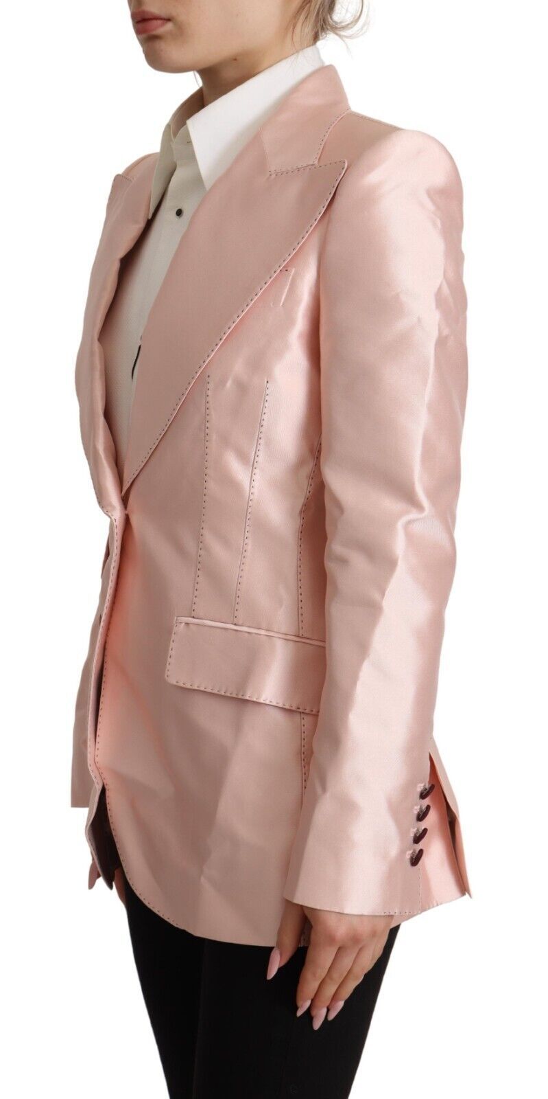 Elegant Pink Silk Blazer Jacket