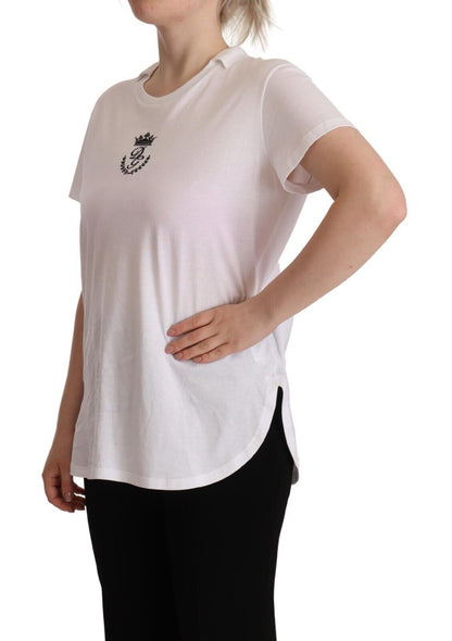 Elegant Collared Crown Print Tee