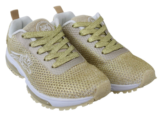 Exquisite Gold Polyester Sport Sneakers