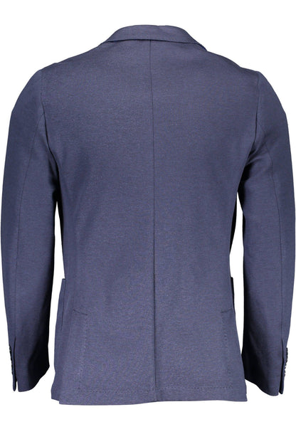 Blue Cotton Men Jacket