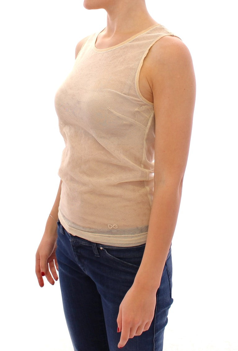 Elegant Beige Tank Top Blouse