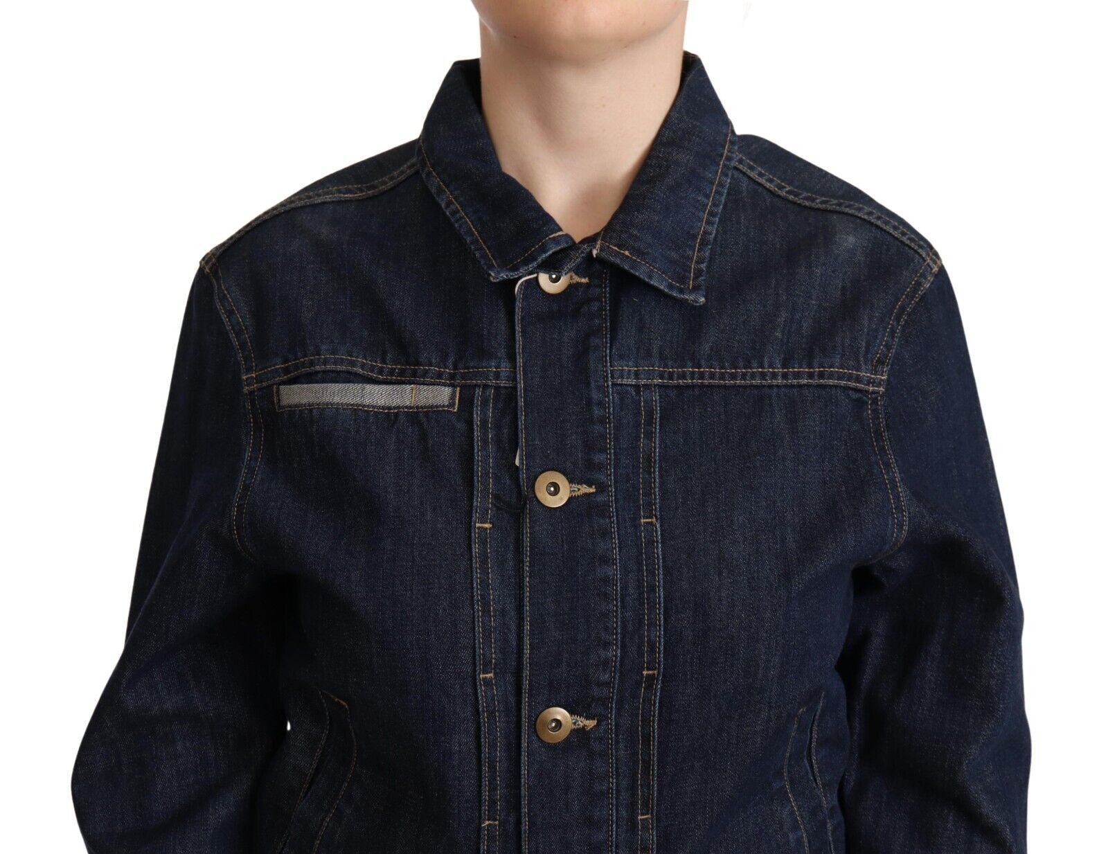 Elegant Dark Blue Denim Jacket