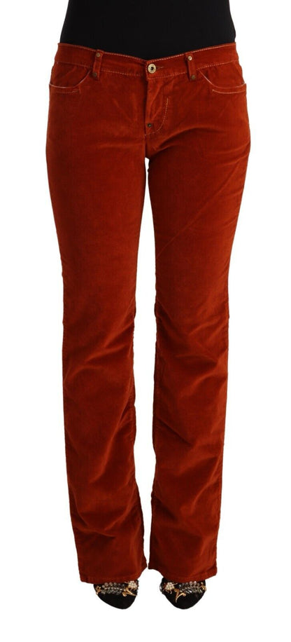 Chic Red Low Waist Straight Cut Jeans