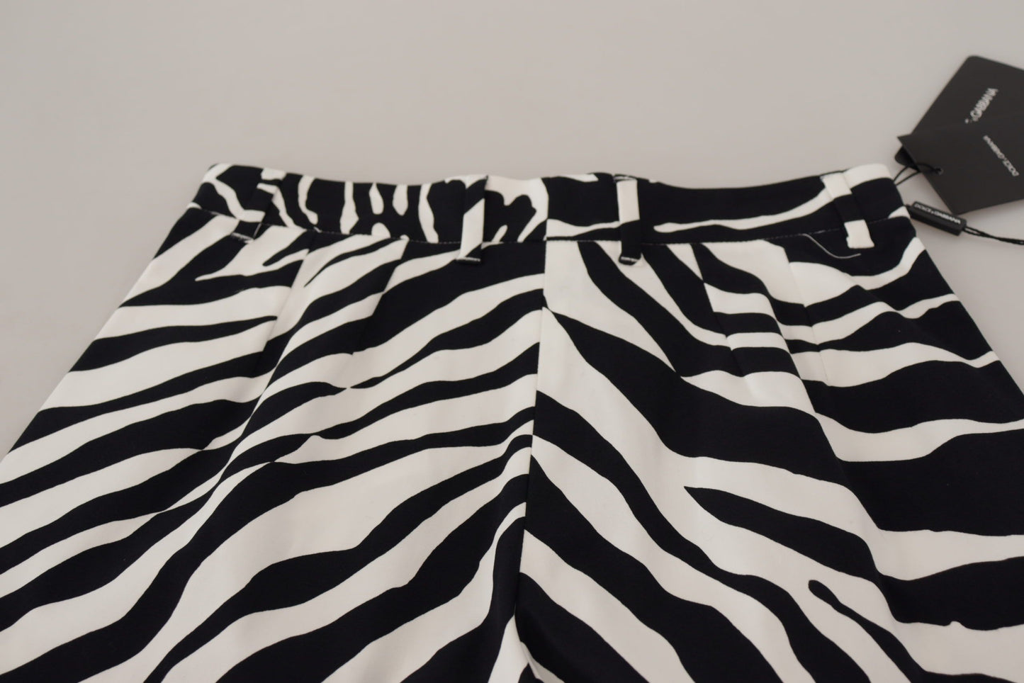 Black White Cotton Stretch Hot Pants Shorts