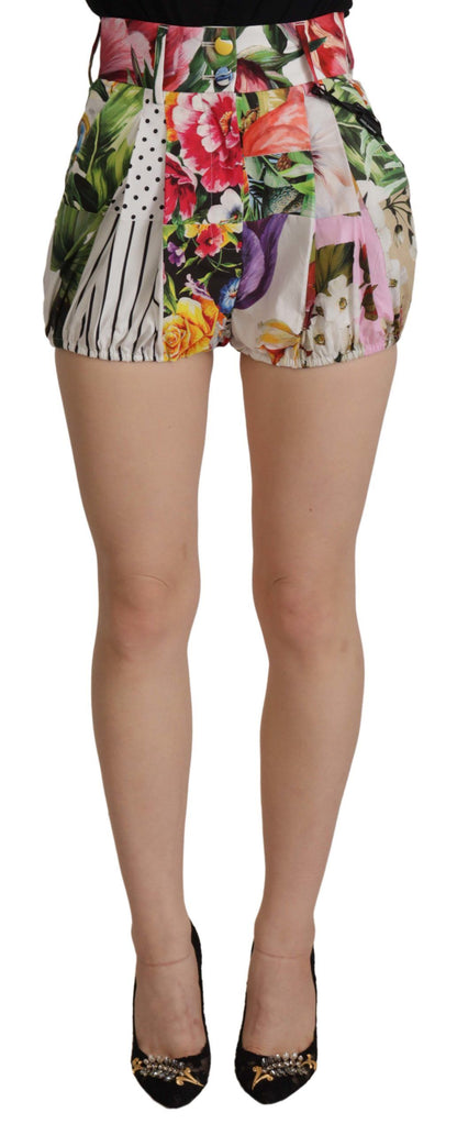 Multicolor Majolica Floral High-Waist Shorts