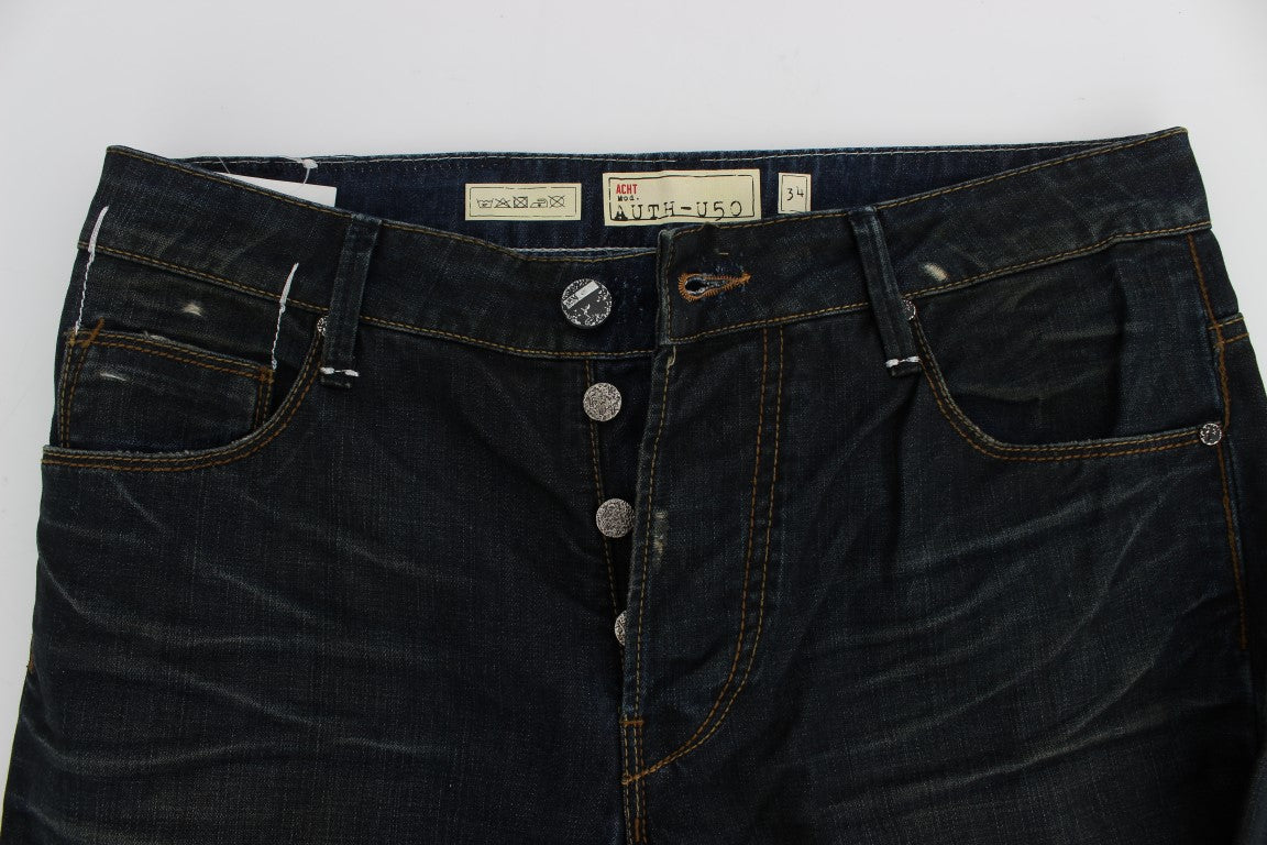 Elegant Straight Fit Dark Blue Jeans