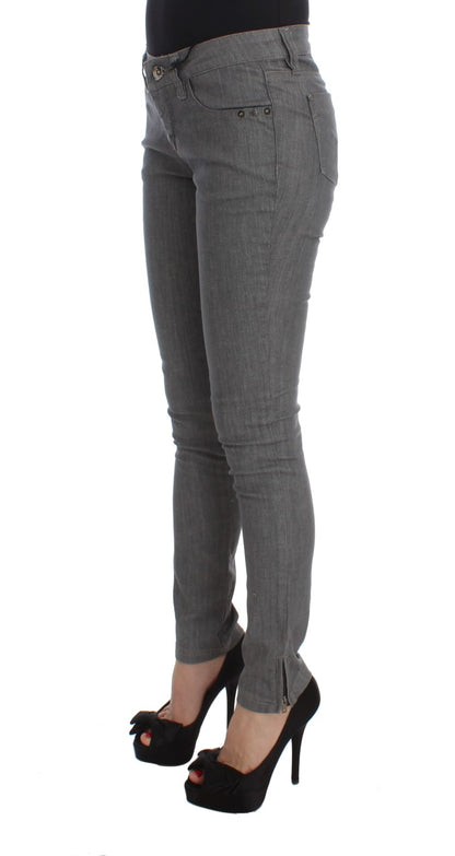 Gray Cotton Blend Slim Fit Jeans