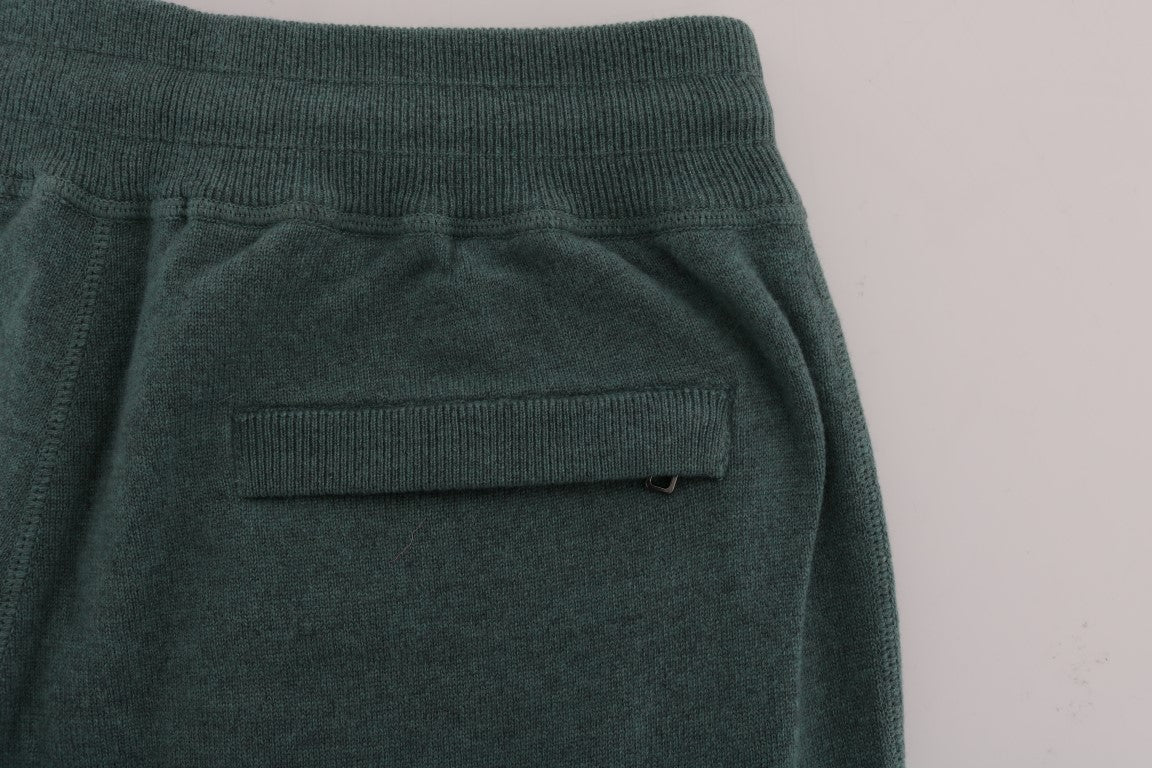 Elegant Green Cashmere Sport Pants