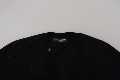 Black Wool Button Down Cardigan Sweater
