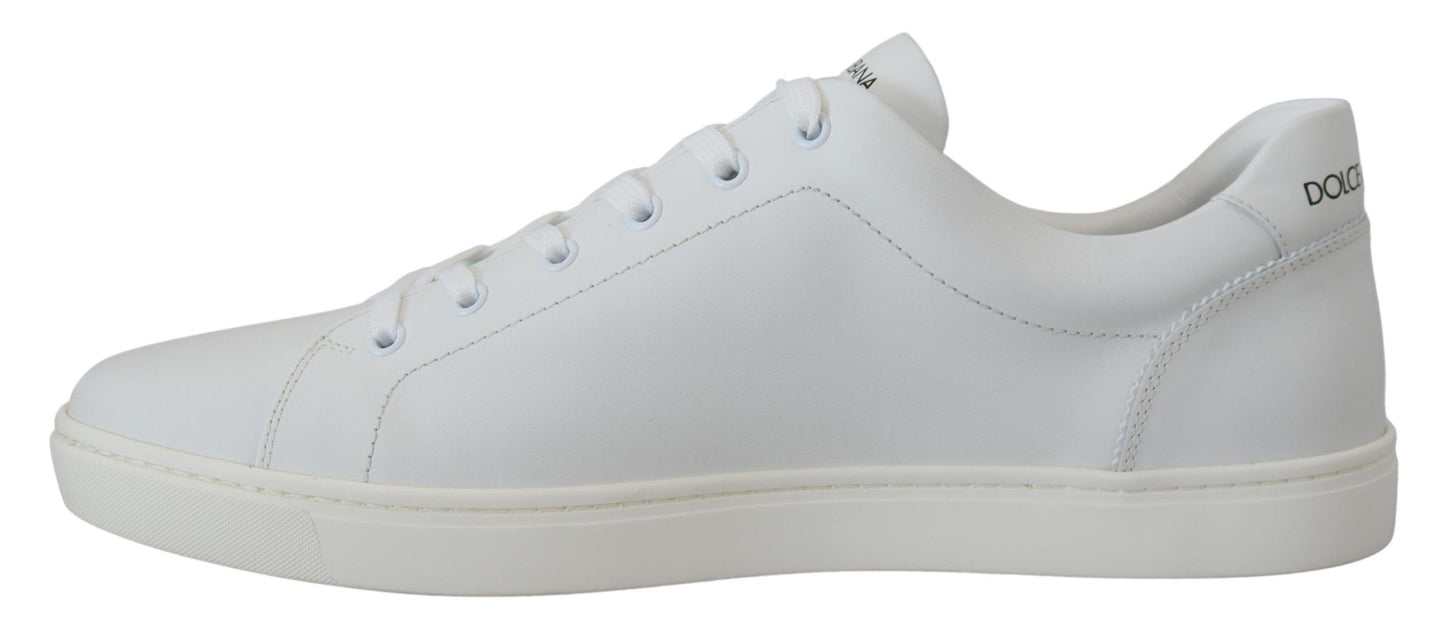 Elegant White Leather Men's Sneakers