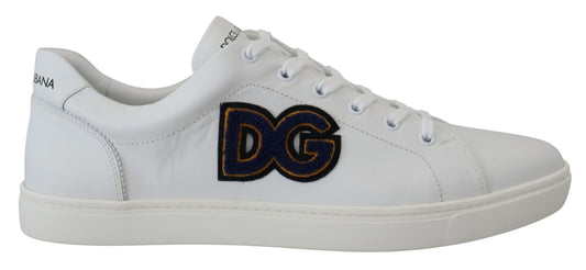 Elegant White Leather Men's Sneakers