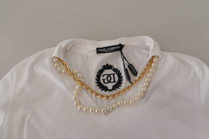 Stunning V-Neckline Logo Embellished Tee