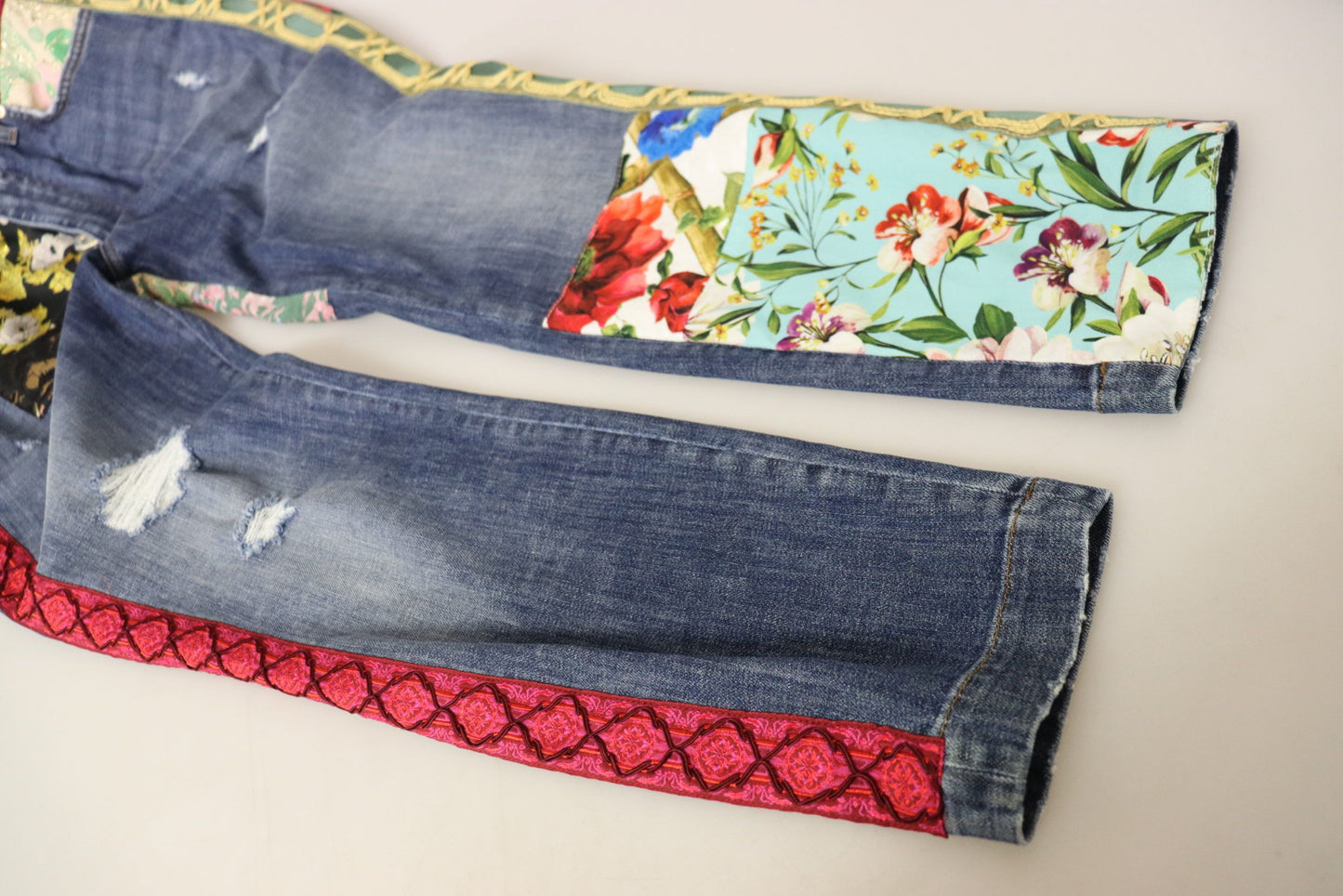 High Waist Patchwork Skinny Denim