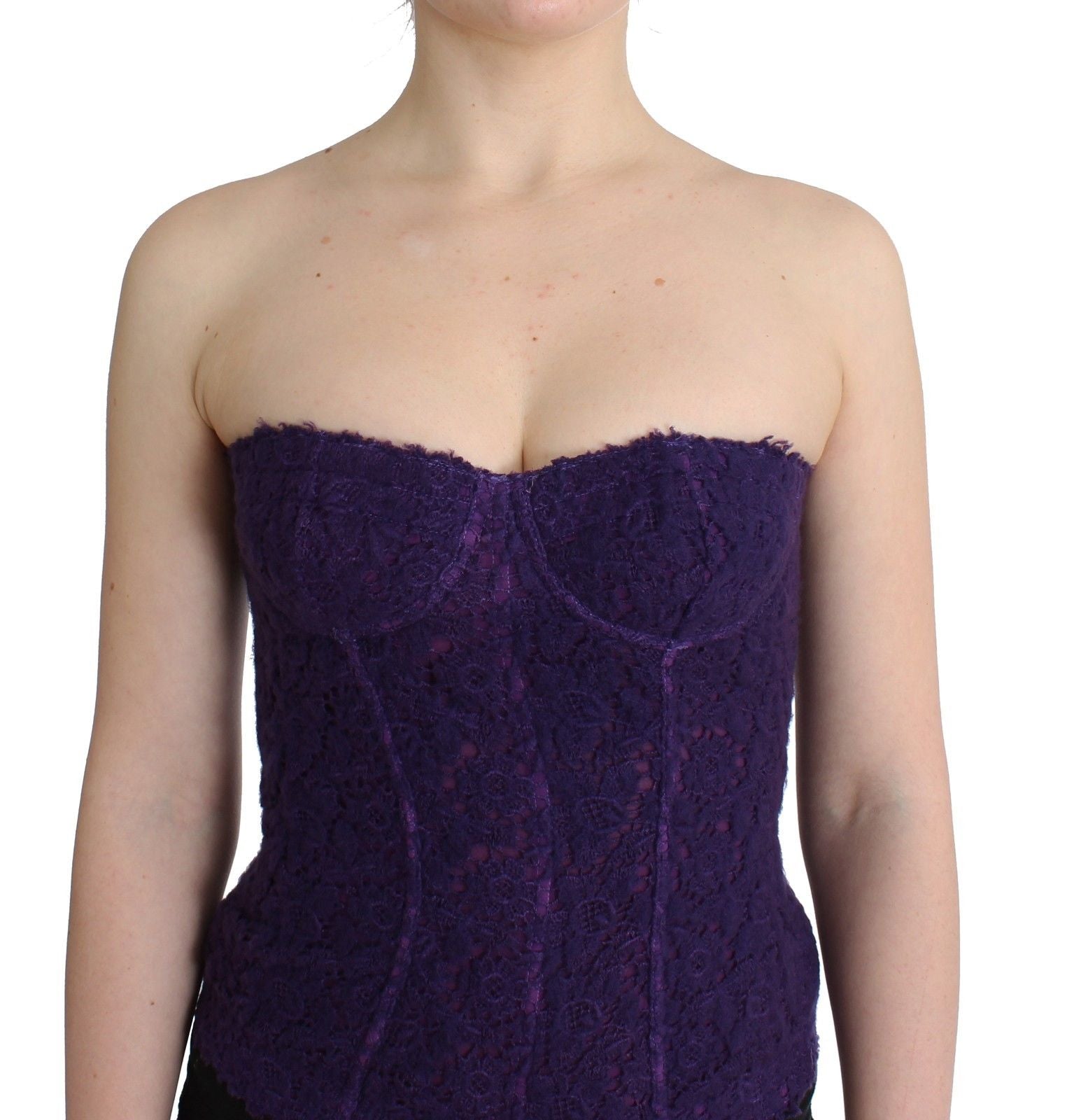 Purple Lace Silk Blend Bustier Corset