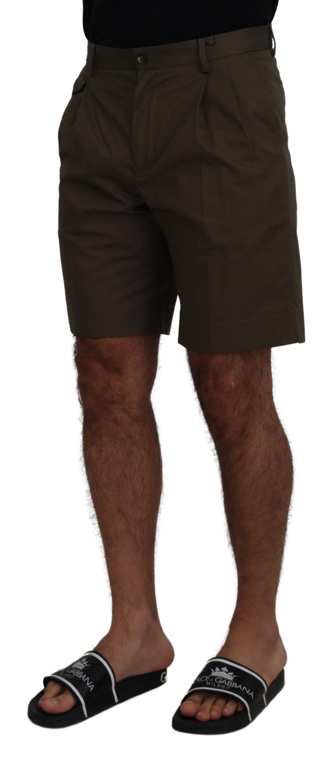 Elegant Green Cotton Chino Shorts