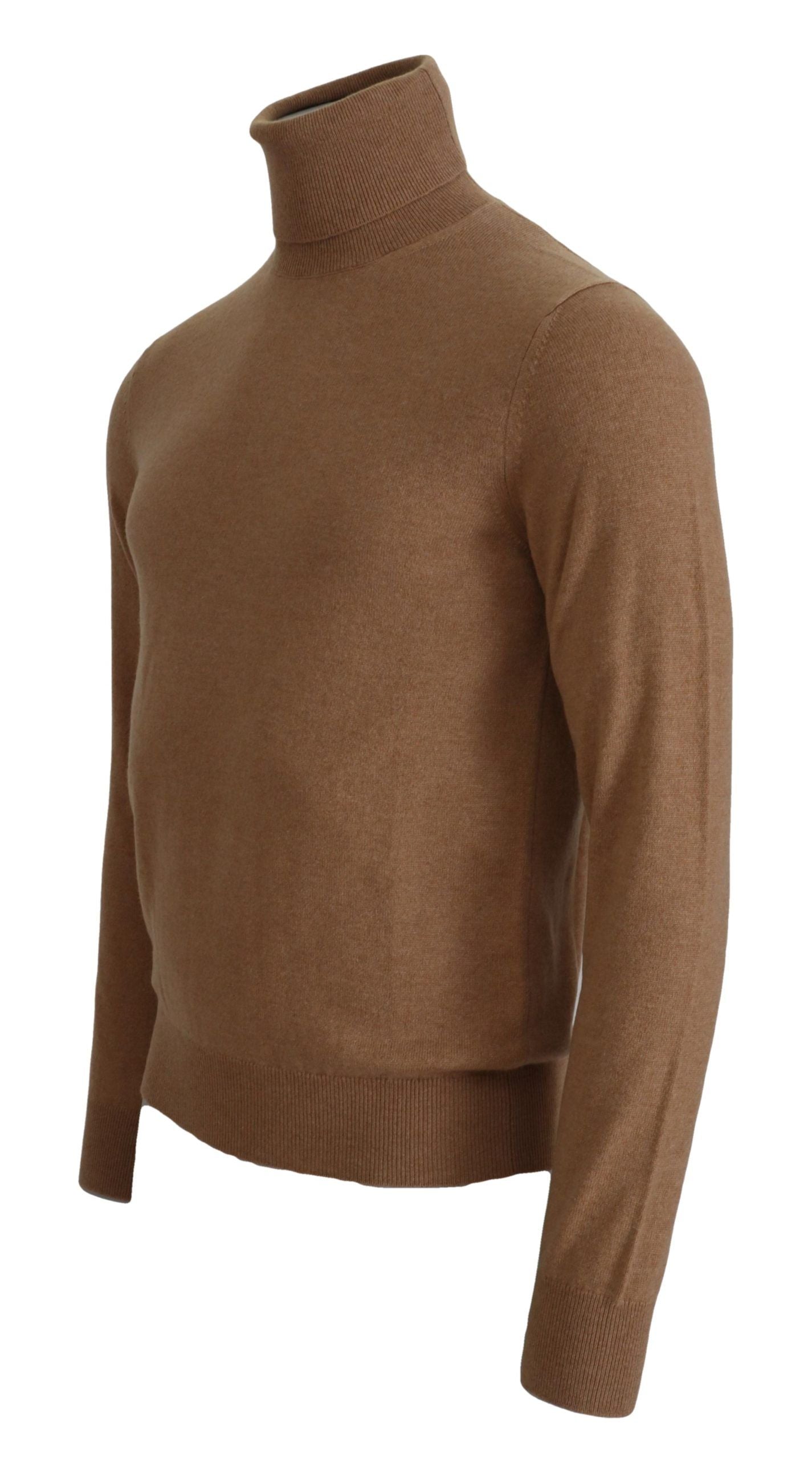 Beige Cashmere Turtleneck Pullover Sweater