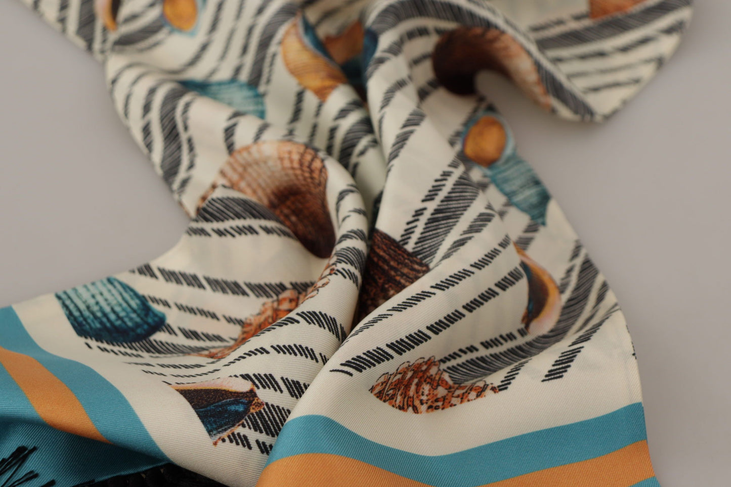 Multicolor Silk Seashell Printed Scarf