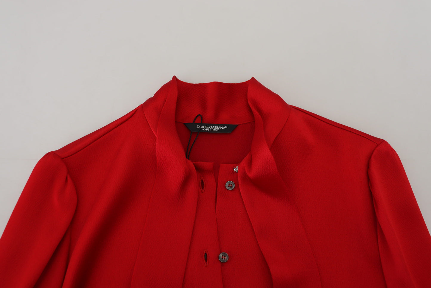 Elegant Red Ascot Collar Blouse