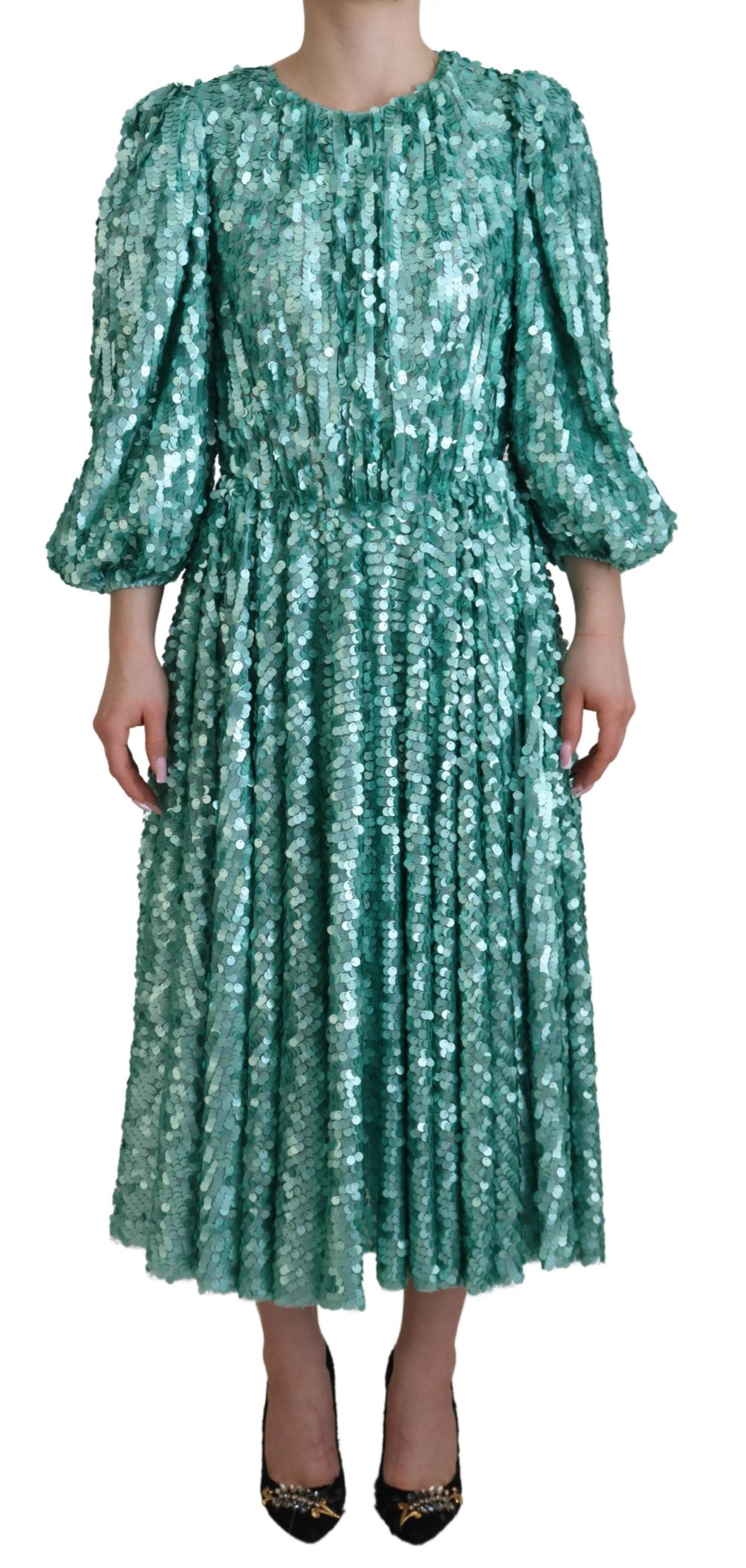 Elegant Sequined A-Line Midi Dress