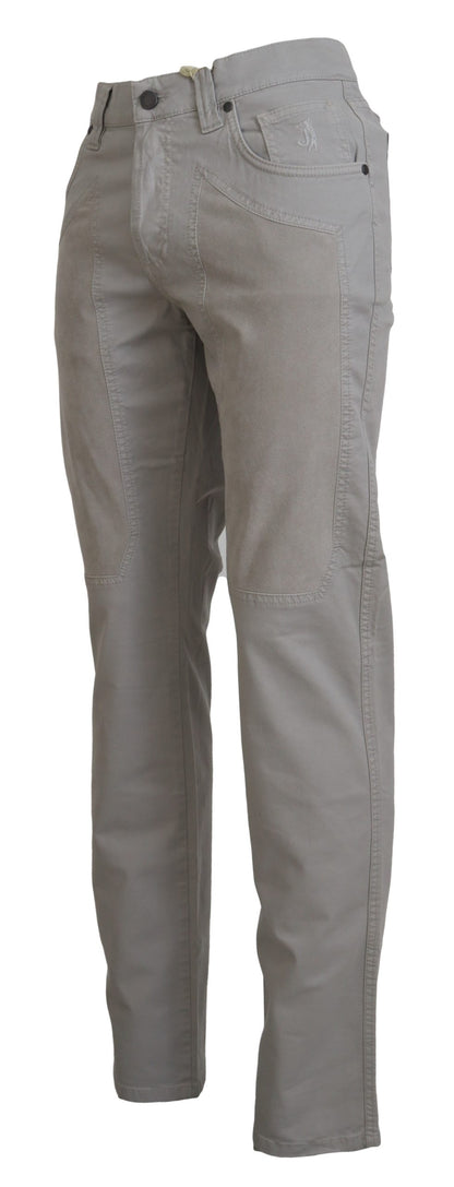 Elegant Gray Cotton Blend Pants