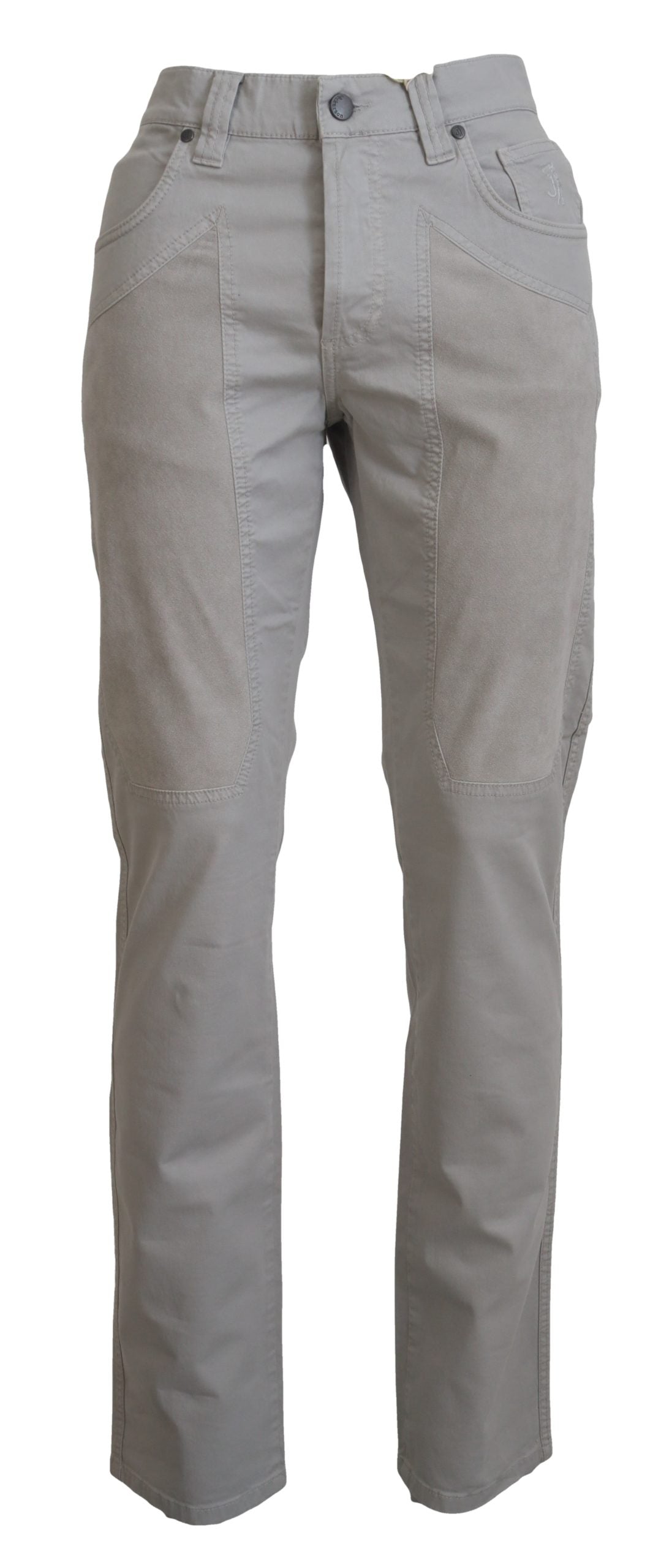 Elegant Gray Cotton Blend Pants