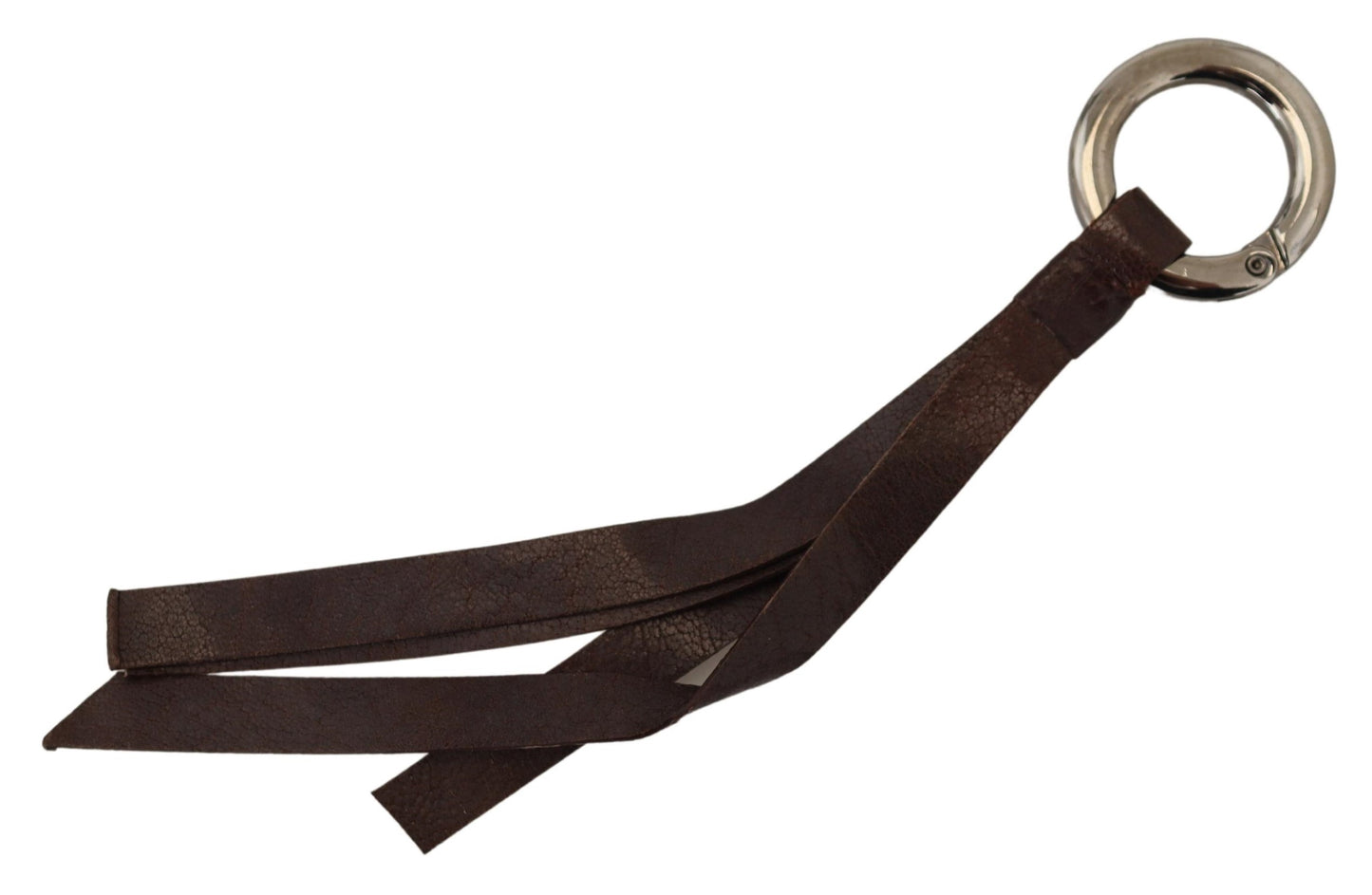 Chic Brown Leather Keychain with Brass Accents