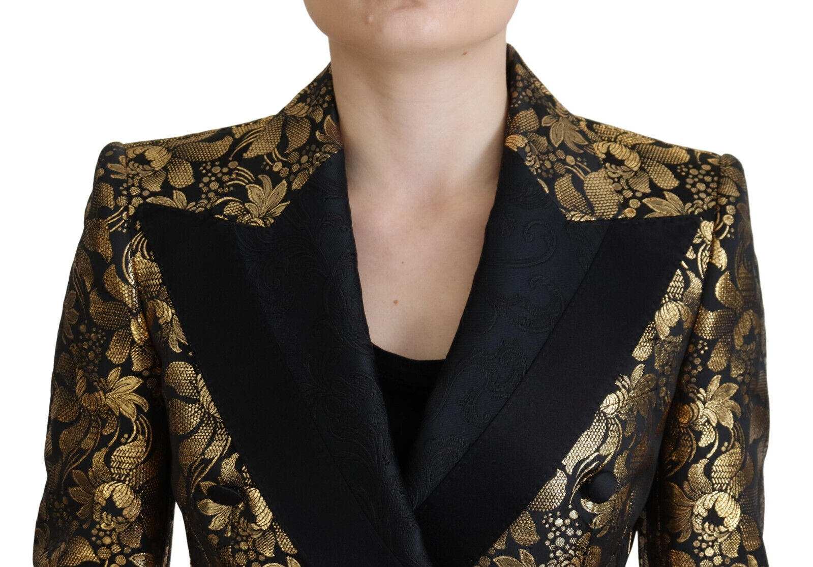 Elegant Black and Gold Floral Jacket