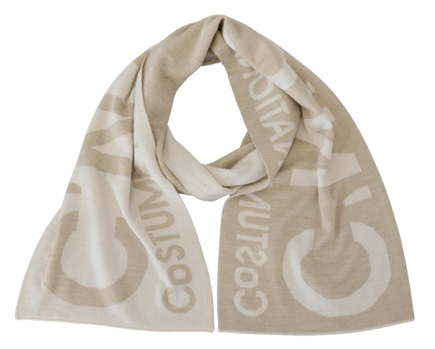 Elegant Beige Wool-Blend Scarf Wrap