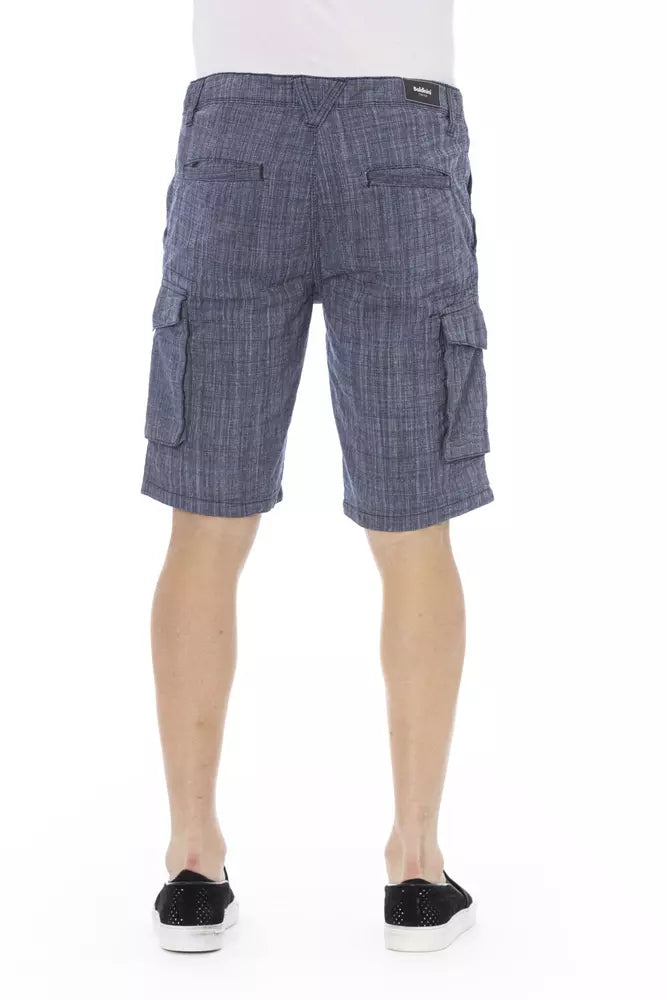 Blue Cotton Men Cargo Short