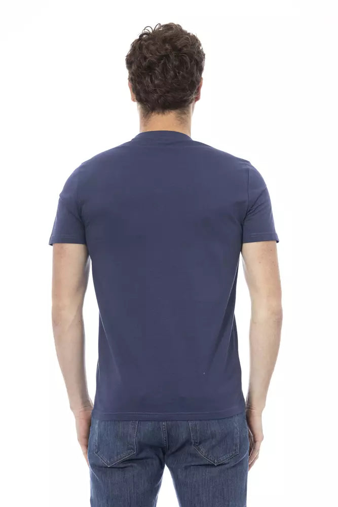 Blue Cotton Men T-Shirt