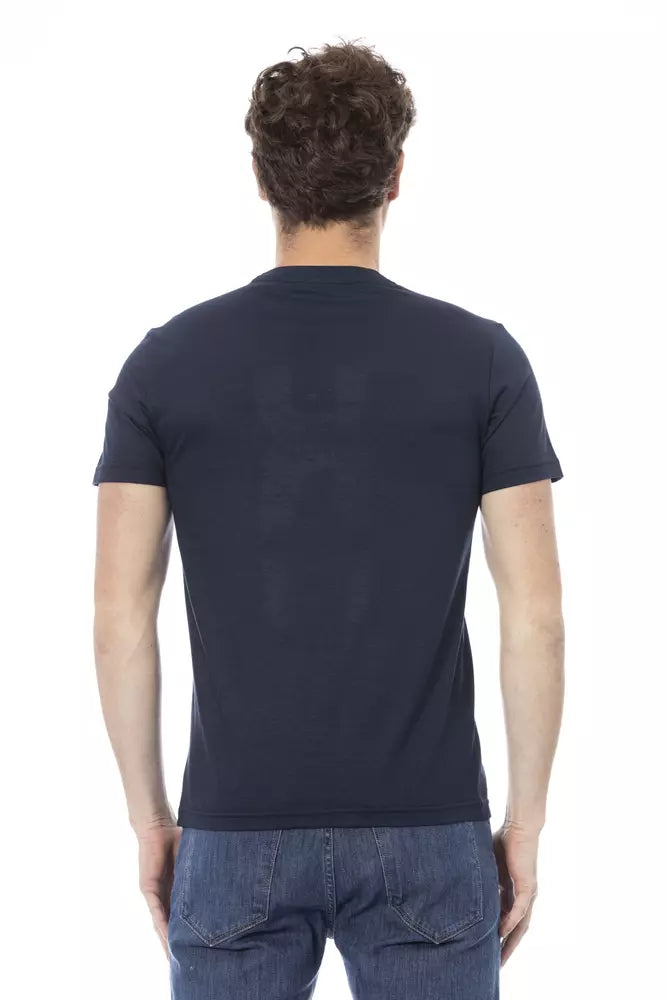 Blue Cotton Men T-Shirt