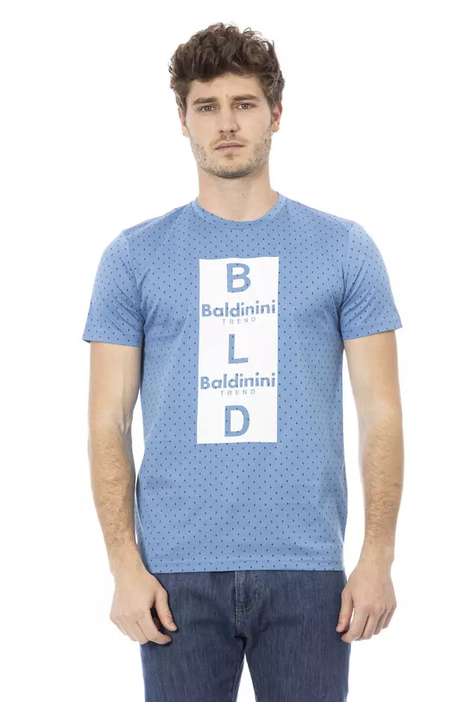 Light Blue Cotton Men T-Shirt