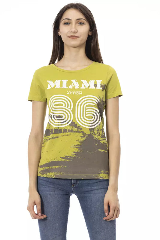 "Green Cotton Women T-Shirt"