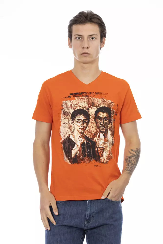 Orange Cotton Men T-Shirt