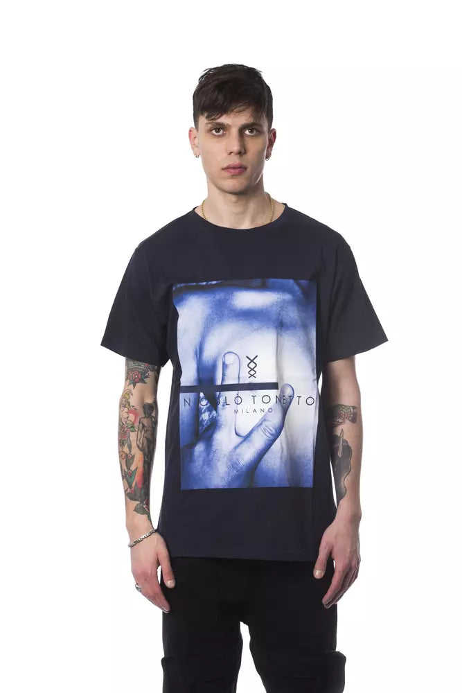 Blue Cotton Men T-Shirt