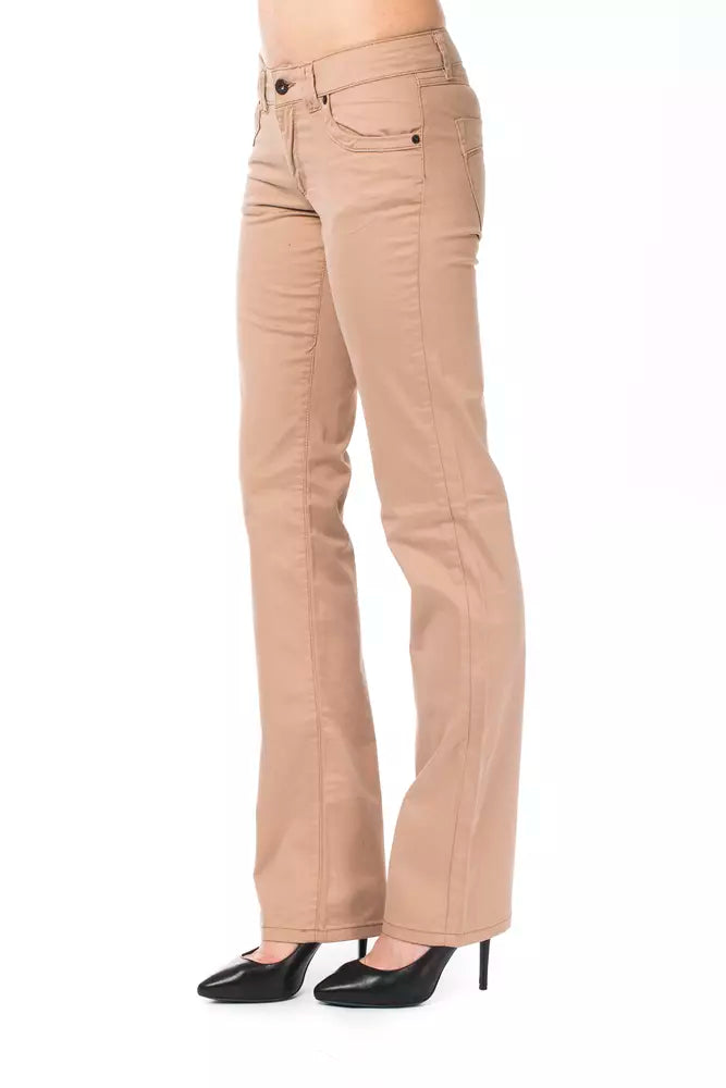 Beige Cotton Women Pants